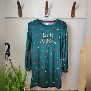 Joyspun Green Polka Dot Sleep Top with Pink Trim